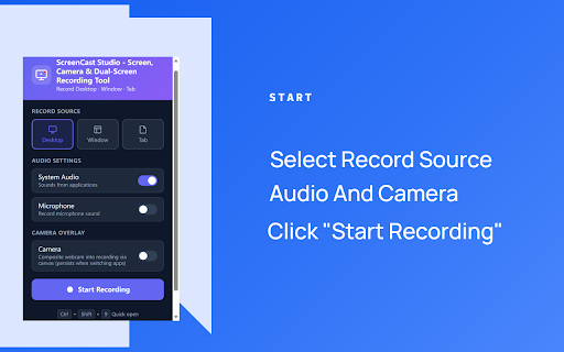 ScreenCast Studio - Screen, Camera & Dual-Screen Recording Tool :: Screen and webcam recorder with annotation, trimming, and AI subtitle tools. All processing is local.