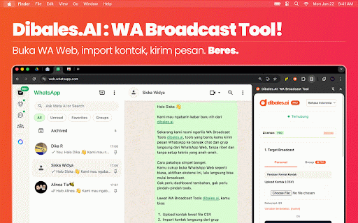 Dibales.AI: WA Broadcast Tool :: Kirim dan kelola pesan WhatsApp ke chat dan grup dengan lebih praktis. Semua bisa dibales.ai