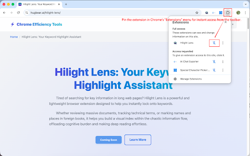 Hilight Lens :: Instantly highlight keywords on any website. Customize colors, use presets, and mark important info with a right-click.