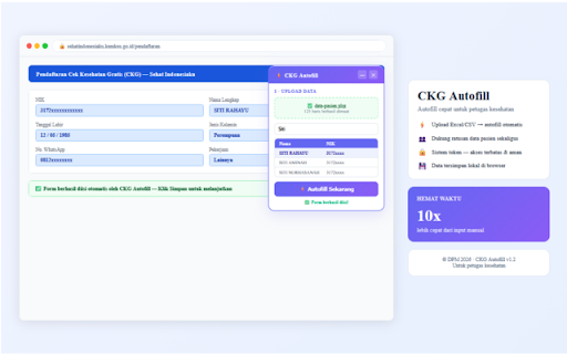 CKG Autofill :: Autofill form pendaftaran CKG dari file Excel/CSV © DPM 2026
