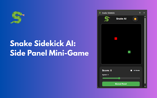 Snake Sidekick AI: Side Panel Mini-Game :: A smart, AI-powered Snake game built for your Chrome Side Panel. Toggle AI mode to watch it learn or play manually during breaks.