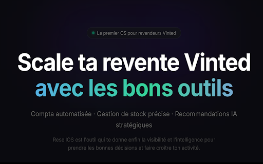 ResellOS · Vinted :: Synchronise tes ventes Vinted avec ResellOS — import historique, auto-sync, et plus.