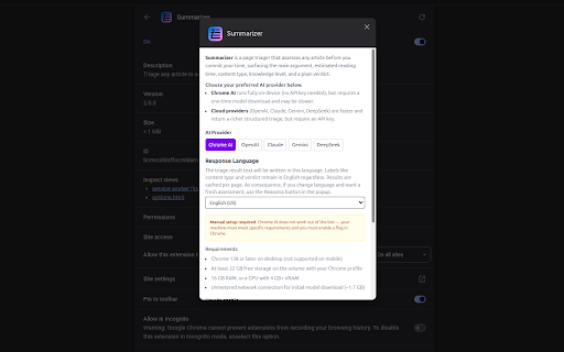 Summarizer :: Triage any article in seconds — verdict, reading time, and key argument before you commit.