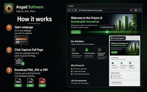 Full Page Screenshot :: Capture entire webpages as PNG, JPG, or PDF. By Angad Software (www.angadsoftware.com).