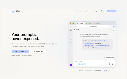 Blur :: Detects emails, phone numbers, names, and personal data in ChatGPT, Claude, and Gemini so you can mask them before sending