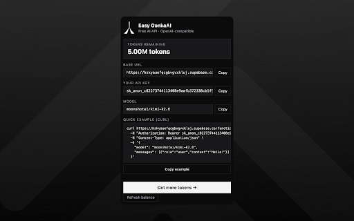 Easy GonkaAI — Free AI API :: Get a free AI API key in 1 click. OpenAI-compatible endpoint, pay-as-you-go, no sign-up needed.