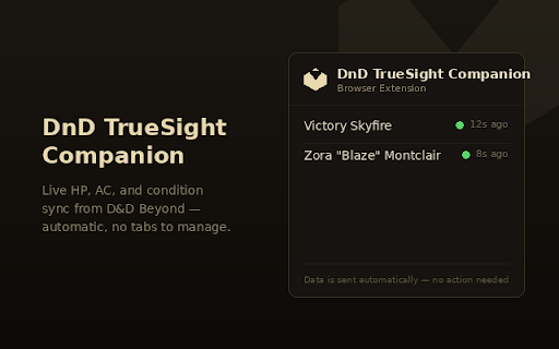 DnD TrueSight Companion :: Automatically sends your D&D Beyond dice rolls and HP to the TrueSight display screen.