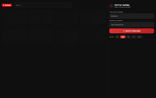 ClipChase — Search YouTube Transcripts :: Search any phrase across a YouTube channel's transcripts. Get every video that mentions it with clickable timestamps.