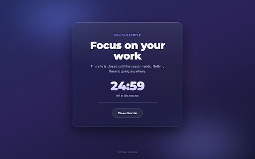 Total Focus :: Blocks distracting sites for a set time. A password keeps you from quitting on impulse.