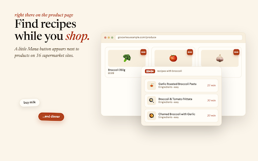 Mana Recipe Search :: Find recipes from supermarket ingredients and add your Mana grocery list to your Tesco, Sainsbury's, Ocado, ASDA or Waitrose basket.