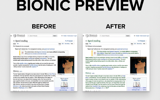 Bionic Preview :: Enhanced reading experience with bionic text highlighting and gradient reading for any webpage