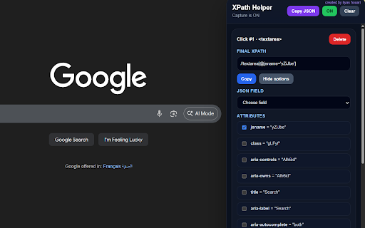 InspectFlow :: Inspect elements, build selectors, and copy automation JSON.