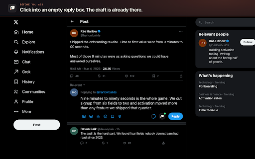 Socialnib — AI Reply Assistant for X / Twitter :: AI reply assistant for X (Twitter). Thread-aware, human-sounding replies in 20 tones, dropped straight into your reply box.