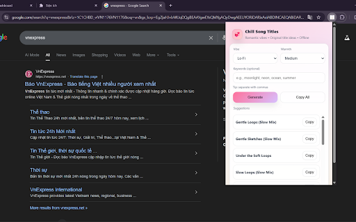 Romantic Chill Song Titles :: Generate romantic chill song title ideas instantly—offline and minimalist.