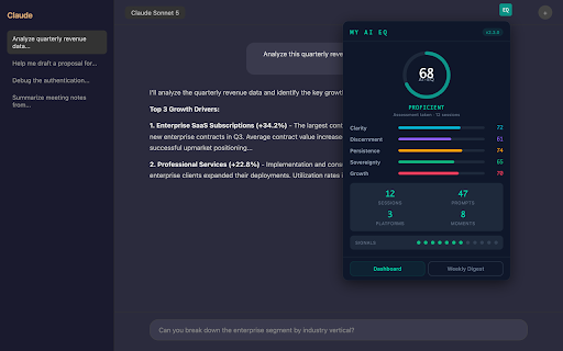 MyAIEQ :: Measure and improve how effectively your team uses AI. Behavioral scoring, personalized coaching, and enterprise analytics.