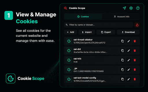Cookie Scope :: A modern cookie manager to view, edit, add, and delete cookies.