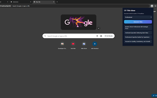 Creative CV Title Generator :: Generate modern and personality-driven CV headlines instantly.