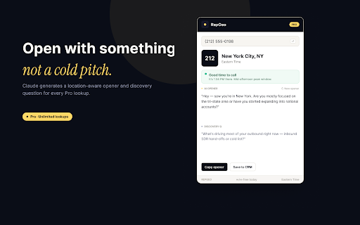 RepGeo :: AI sales agent for contact context, timing, confidence, and rep-approved outreach prompts across sales tools.
