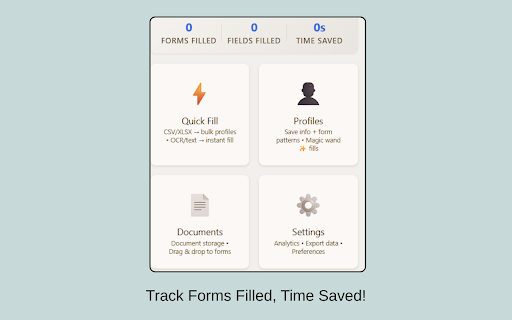 Filldin - Smart Form Filling Solution :: Intelligent form filling with OCR text extraction, CSV/XLSX processing, and secure profile management.