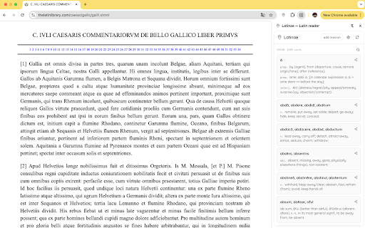 Latinae — Latin reader :: Click any Latin word for instant dictionary lookup, automatic parsing, and inline macron annotations.