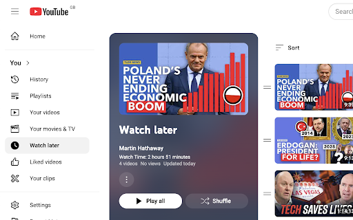 YouTube Playlist Watch Time :: Displays the total watch time for YouTube playlists.
