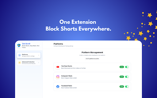 ShortsBlocker and Reels Blocker - ZenScroll :: Shorts Blocker and Reels Blocker that hides short videos on YouTube, Facebook, and Instagram.