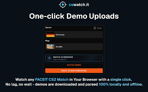 cswatch.it for FACEIT :: Open a FACEIT demo in cswatch.it without saving it to Downloads.