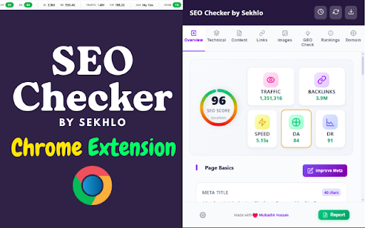 SEO Checker by Sekhlo :: Analyze on-page SEO, technical signals, schema, performance, links, SSL, and AI-readiness. Optional APIs add DA/PA and AI tips.