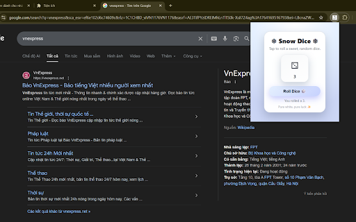 Snow Dice Roller :: Roll a random dice (1–6) in a clean, snow-white popup.