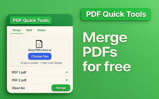 PDF Quick Tools — Merge, Split & Rotate (Offline, Free) :: Merge, split & rotate PDFs 100% offline and FREE. No uploads or watermarks. Instant downloads.