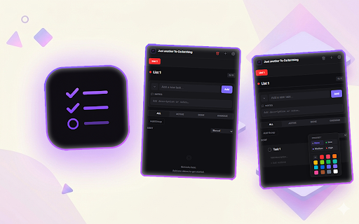 Just another To-Do list thing :: Manage your tasks and to-do lists directly from your browser toolbar. Simple, fast, and private.