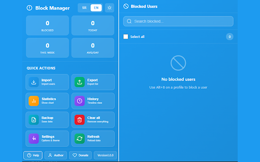 Block Manager for Twitter/X :: Effortlessly manage blocked users on X (Twitter). One-click block (Alt+B), stats, tags, import/export, and a powerful dashboard.