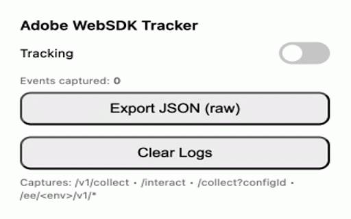 Adobe WebSDK Tracker :: WebSDK beacon tracker with CSV export (identical functionality to original, only export format updated).