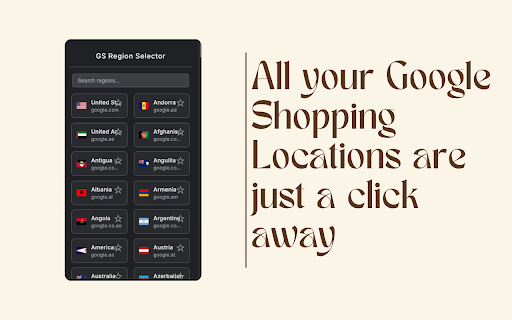 Google Shopping Region Switcher :: Easily switch Google Shopping regions to compare products and prices internationally.