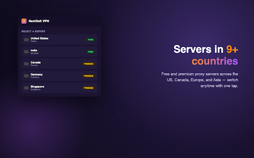 NextBolt VPN :: NextBolt VPN lets you switch your browser's connection through secure proxy servers around the world — with a single click.
🌍…