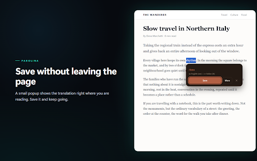 Parolina :: Learn words as you browse.