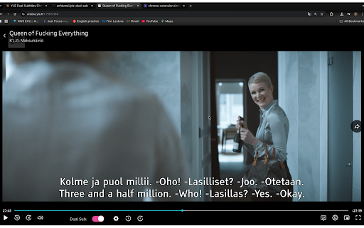 Learn Finnish - Dual Sub for YLE Areena :: Learn Finnish with dual language subtitles on YLE Areena. Support translation to English, Vietnamese, German and others.