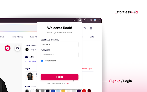 Effortless Pod ReImagine :: Effortless Pod ReImagine detects designs from a listing on supported platforms, then generates new, unique artwork inspired by it.