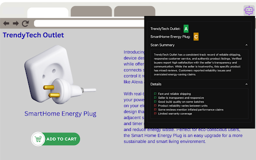 ShopSmart-AI :: Uses AI to assess seller and product quality