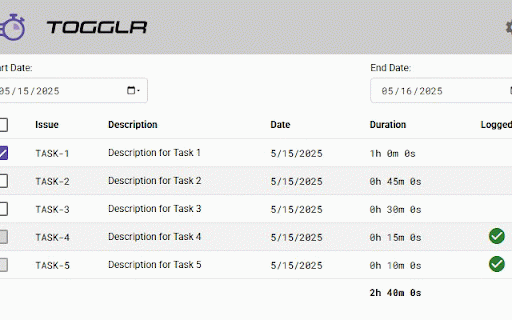 Togglr :: Togglr syncs Toggl Track & Jira. Retrieve time logs and log to Jira tasks with one click. Streamline your workflow.