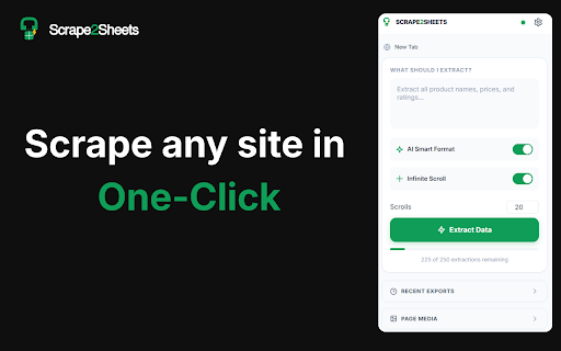 Scrape2Sheets :: AI-powered web scraping that exports structured data directly to Google Sheets. Extract any data with natural language.