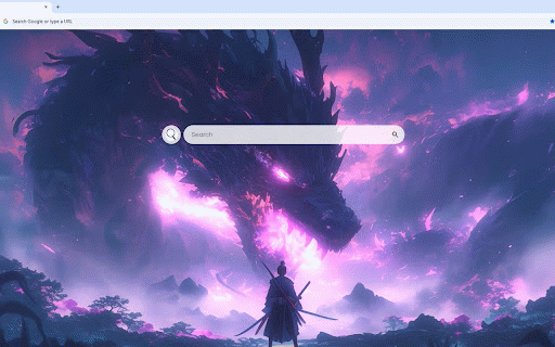 Fantasy Samurai vs Purple Fire Dragon Live Wallpaper :: Lone samurai facing massive purple fire dragon in mystical twilight landscape.