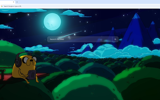 Jake Listens To Music Alone At Night Adventure Tim Live Wallpaper :: Jake the Dog sits on a ledge at night, wearing headphones and listening to music under a bright starry sky.