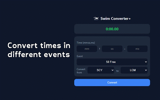 Swim Converter :: A tool that helps you convert swimming times to/from SCY/LCM/SCM