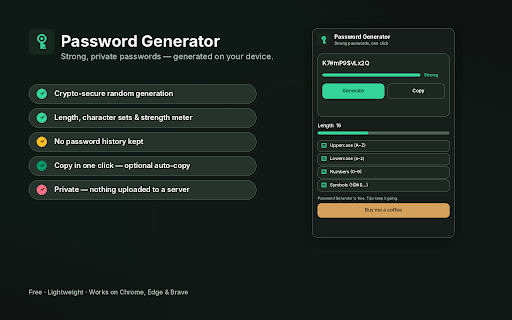 Password Generator :: Generate strong passwords instantly. Customize length and characters, copy with one click. Private & free.