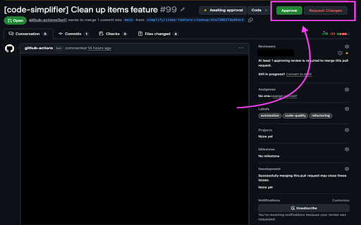 Quick Approve PR :: One-click Approve and Request Changes buttons on the main GitHub PR page. Skip the Files Changed tab!