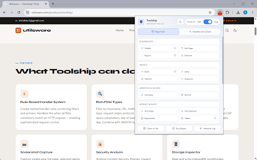 Toolship: Browser Toolkit for DEV & QA :: Dynamically manage HTTP/HTTPS requests, browser tabs, and storage using rule-based filters and actions.