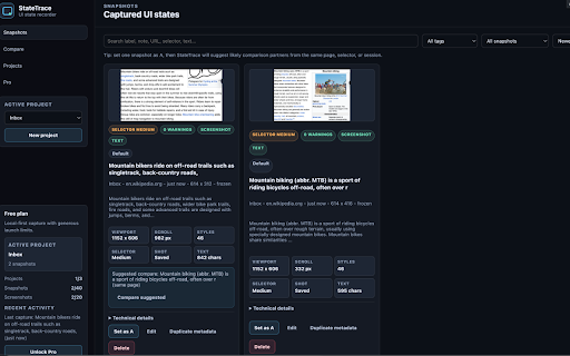 StateTrace :: Capture, label, organize, and compare real UI states from live web pages.