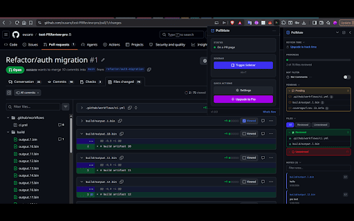PullMate :: Improves GitHub pull request review workflow with a persistent sidebar and inline enhancements.
