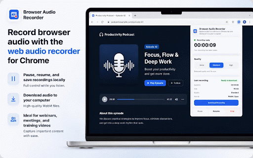 Browser Audio Recorder :: Record audio from the active Chrome tab and download it to your computer.